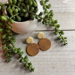 Boho Bohemian Polymer Clay Earrings! Handmade! New! Lightweight Neutral